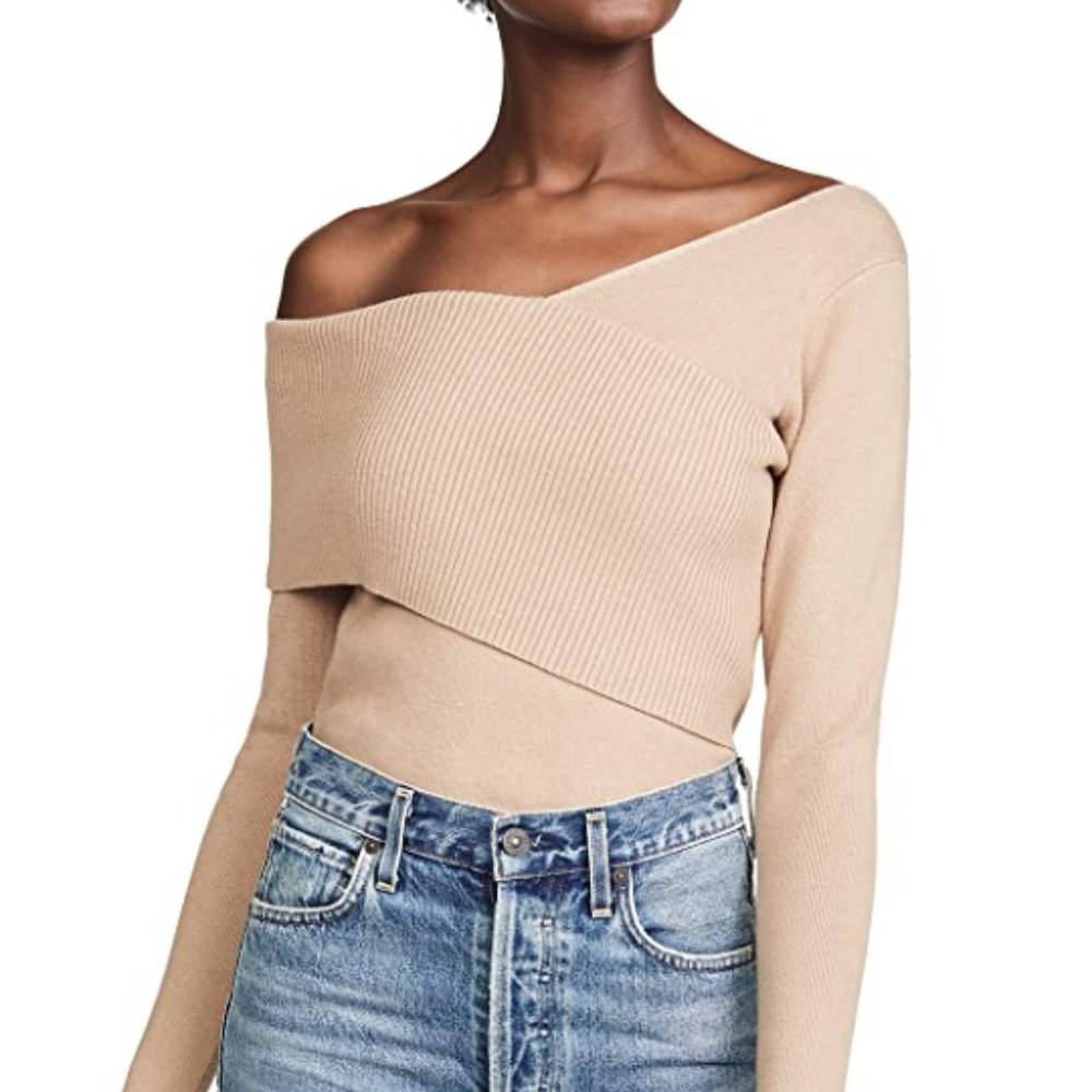Line & Dot One Shoulder Sylvie Sweater in Beige (Never Worn) - Picture 5 of 8